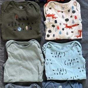 Carter's Forest and Animal Print Bodysuits - Green, Cream, Blue